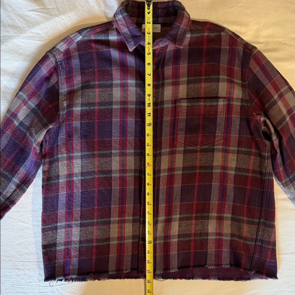 John Elliott Plaid Button-Down Shirt in Purple and Red - Picture 11 of 11